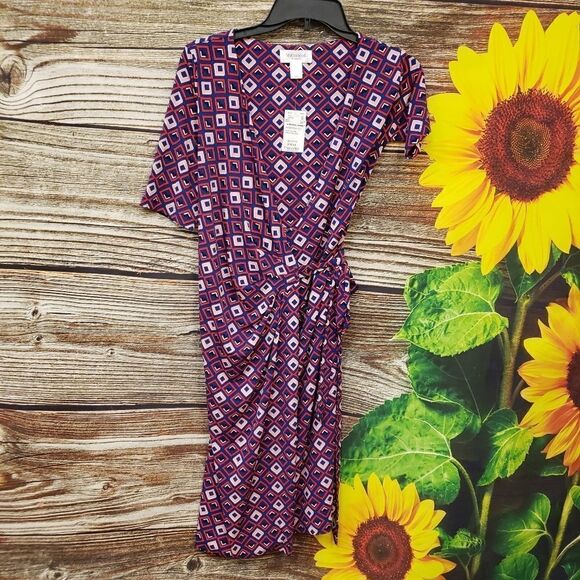 "Motherhood Maternity " wrap/tie dress short Sleeve Size : small midi NWT - Picture 1 of 7